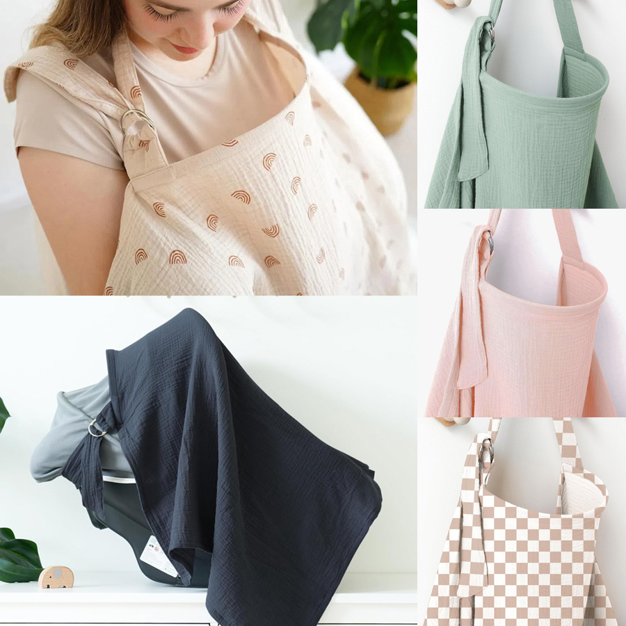 Infant Car Seat Cover - غطاء رضاعة من الموسلين محمول 100%