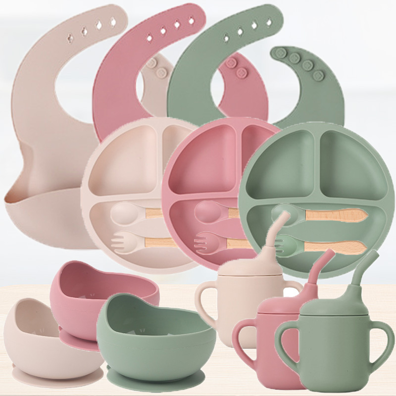 Silicone Baby Bibs - طقم أدوات مائدة للأطفال من السيليكون