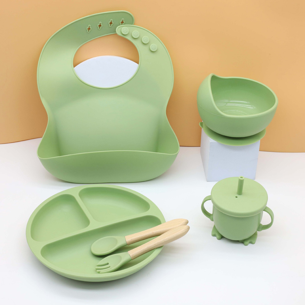 Silicone Baby Bibs - مجموعة أدوات مائدة طعام الأطفال الساخنة،