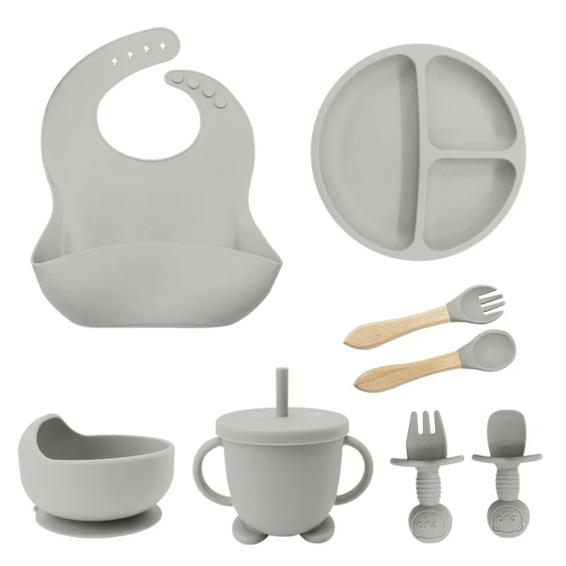 Silicone Baby Bibs - أدوات مائدة من السيليكون للأطفال، طقم