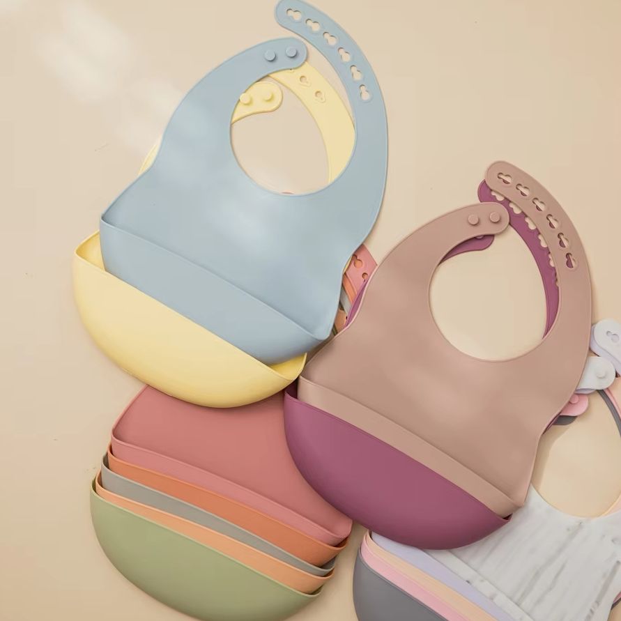 Silicone Baby Bibs - مريلة سيليكون قابلة للتعديل للأطفال، متعددة